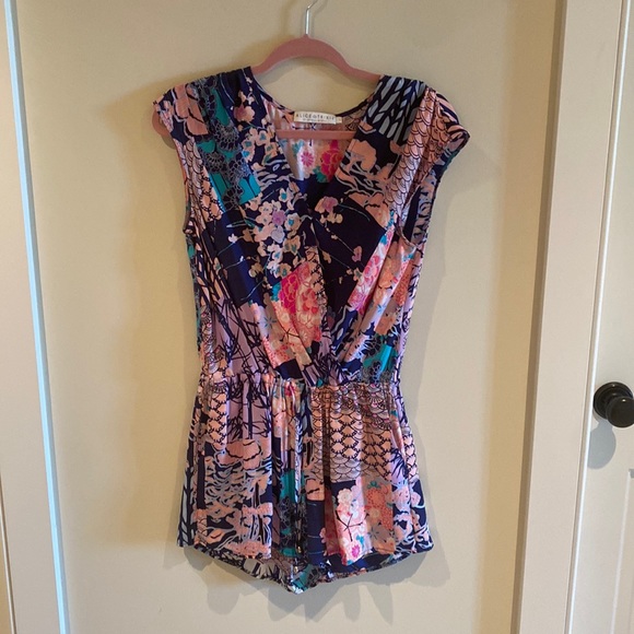 Romper - 100% lightweight silk print - made in NYC - Small - Picture 1 of 10